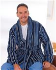 Blue Striped Fleece Bed Jacket Mens